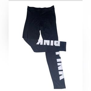 VICTORIA's SECRET Pink VS Black Stretch Leggings White Pink Graphics on Leg